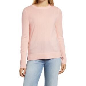 Halogen Crewneck 100% Cashmere Sweater, Size MEDIUM Pink Chintz NEW soft